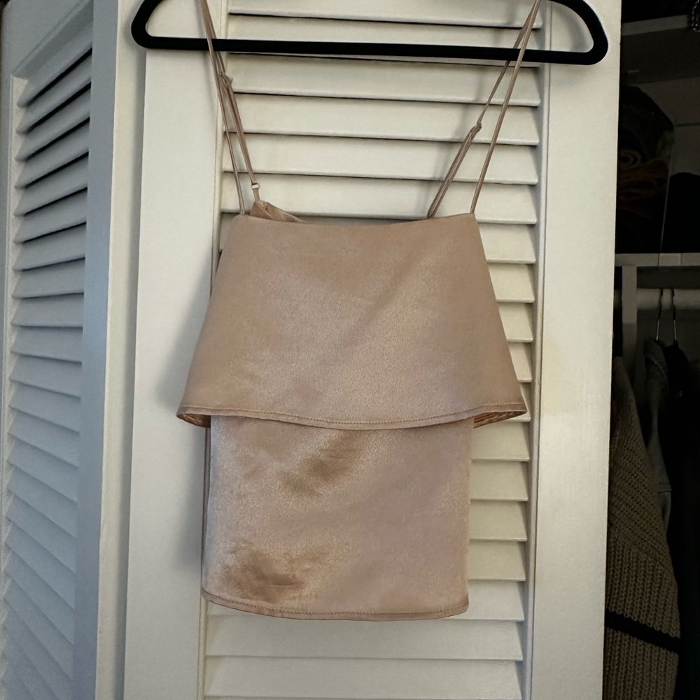Chic Blush Satin Layered Cami Top